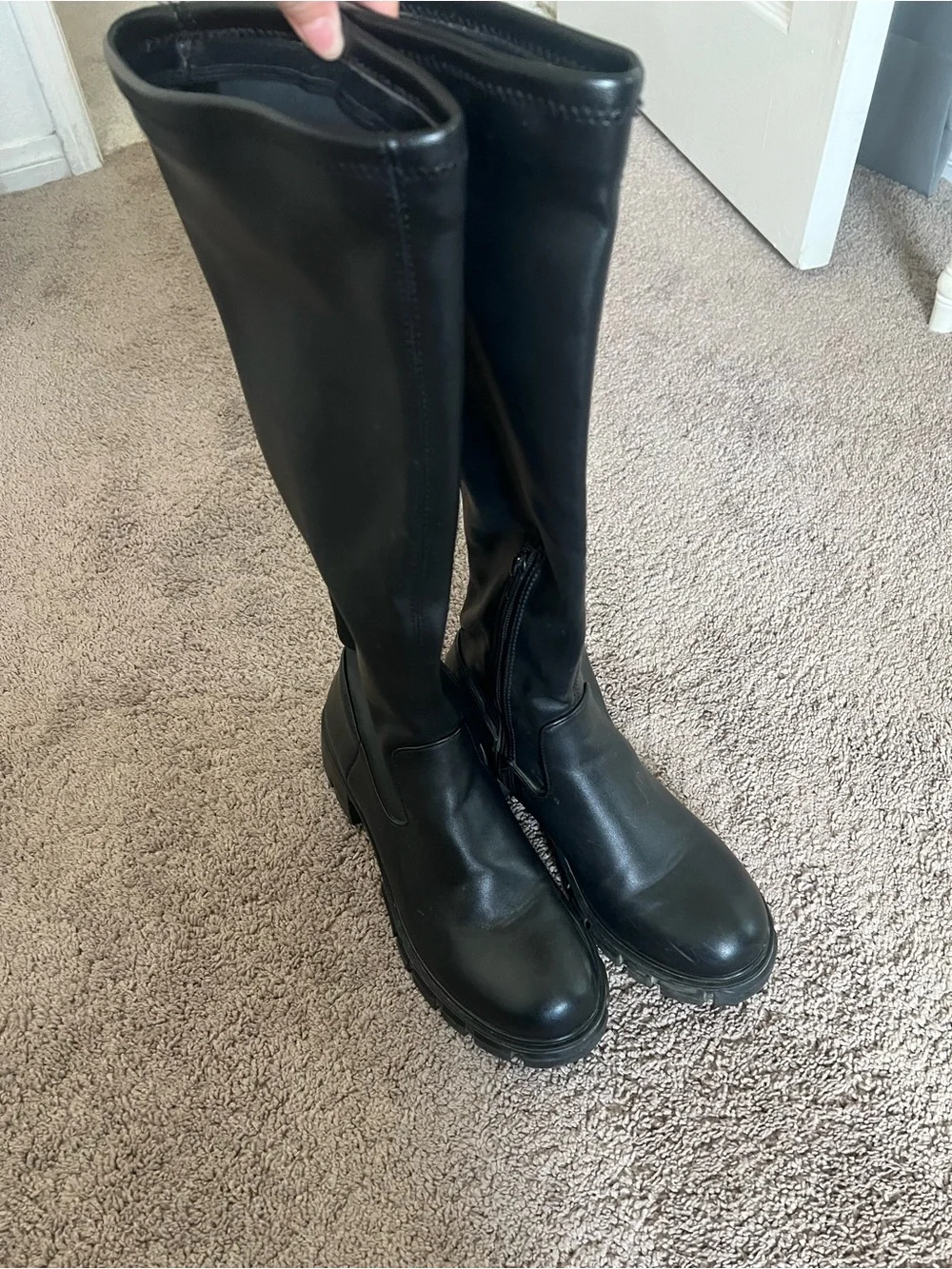 Steve Madden Black Chunky Knee-High Boots
